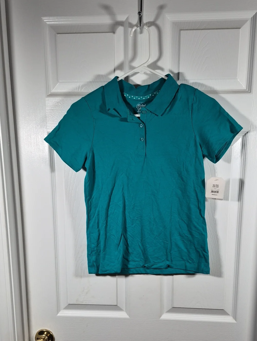 Faded Glory Teal Short-Sleeve Button-Down Polo